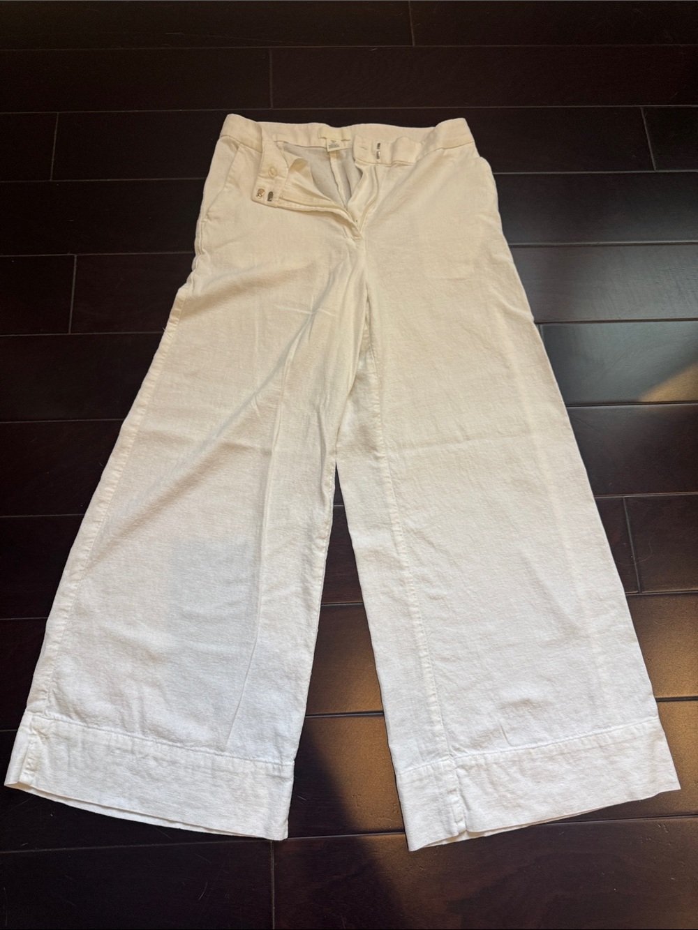 H&M White Linen-Texture Pants